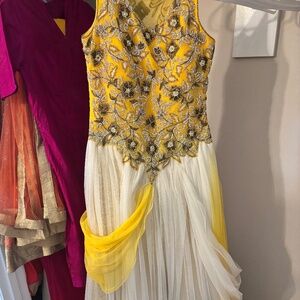 Yellow and White Indian/Pakistani Gown